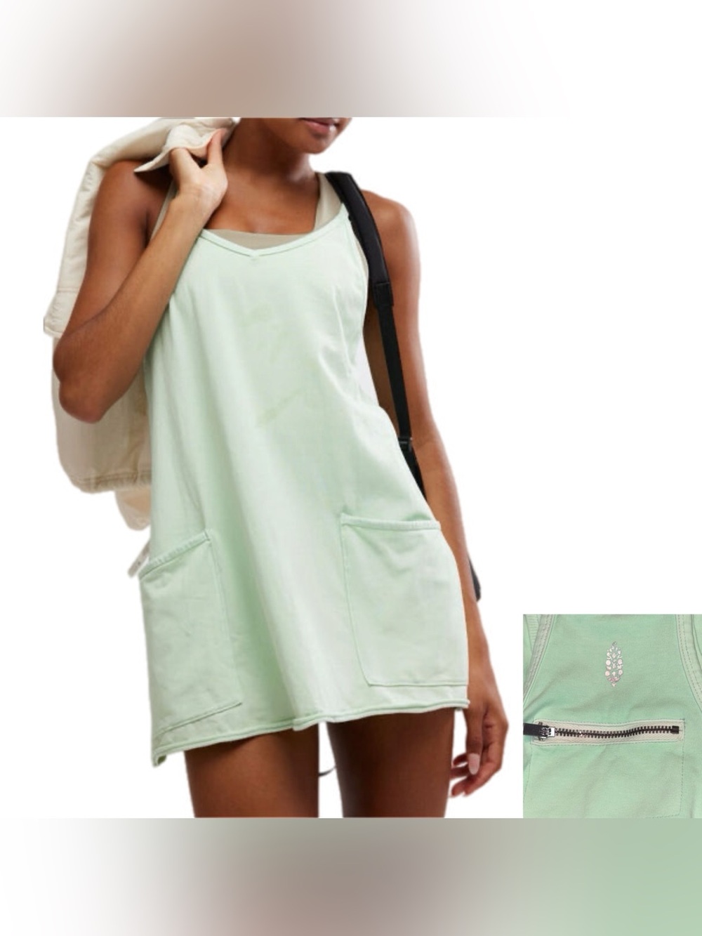 Free People Movement Hot Shot Mini Dress Pistachio Mint Medium New W Tags Romper